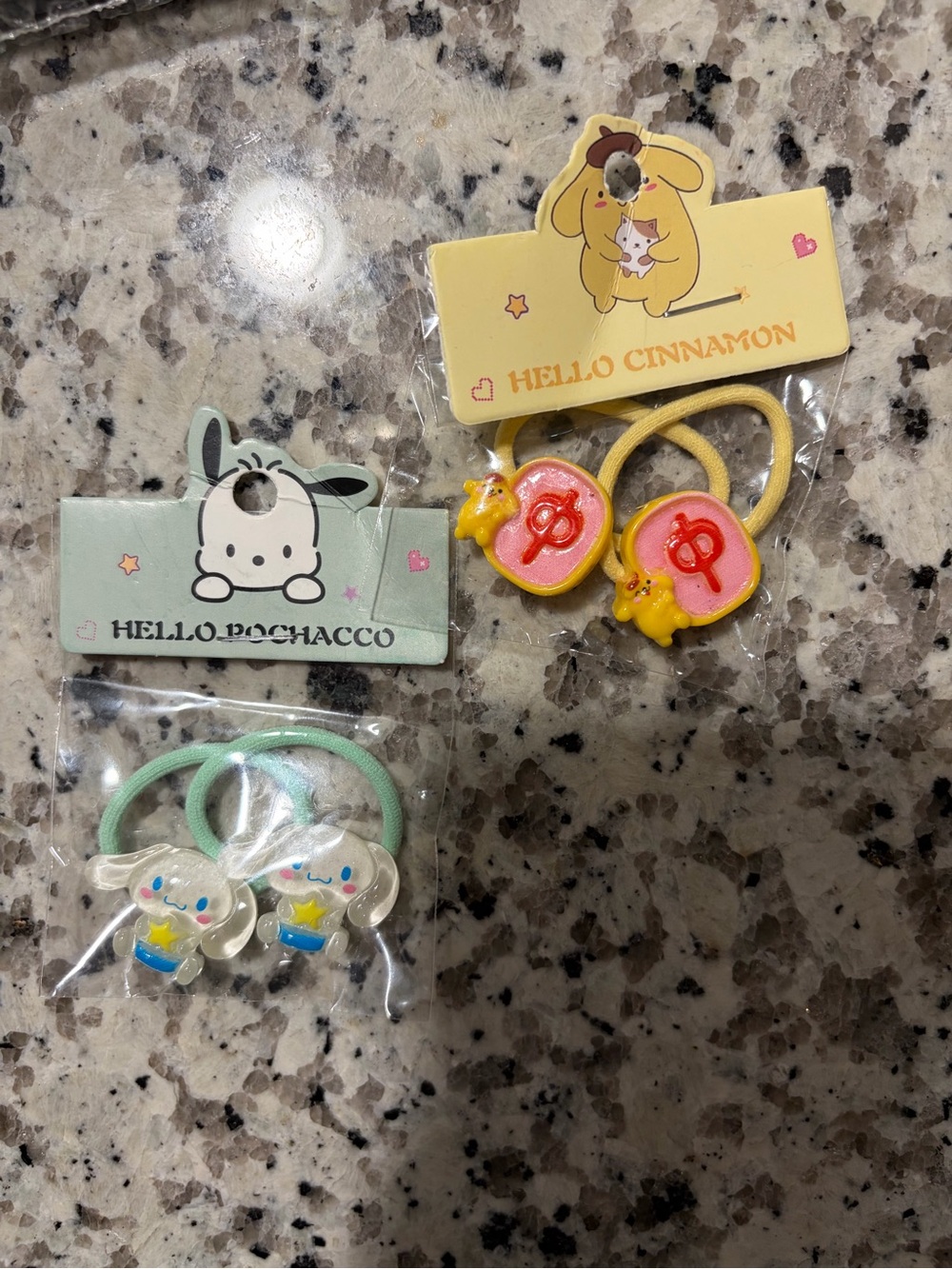 Cinnamoroll & Pochacco Kids Hair Tie Set - Yellow & Blue